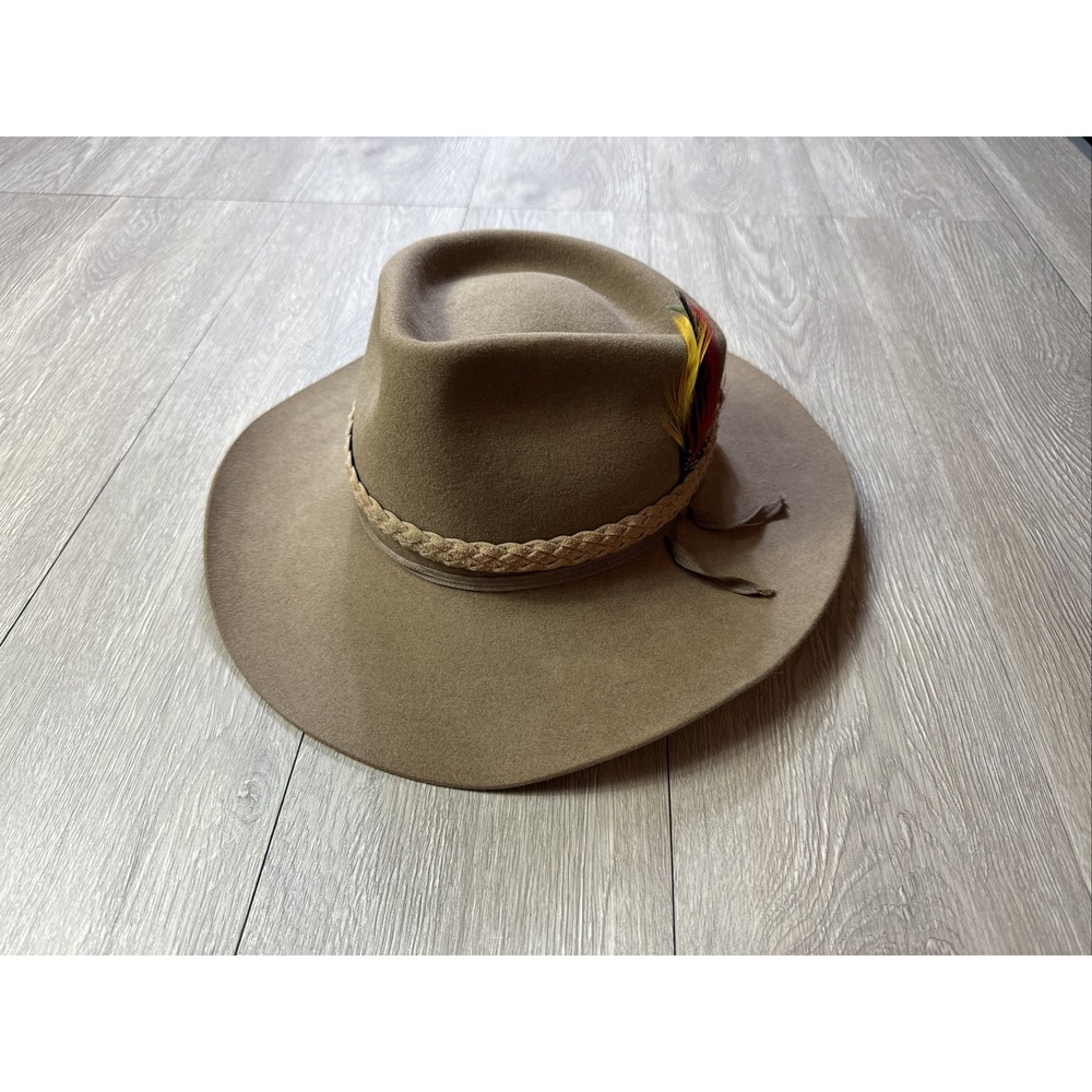 Akubra Snowy River Pure Felt Hat Wester Cowboy Australian Size 56 Tan Beige